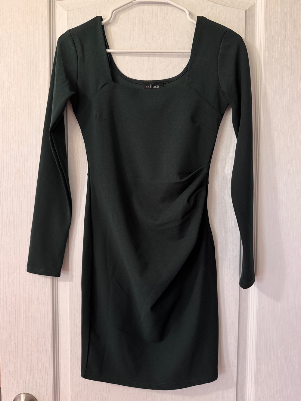Eclipse Forest Green Long Sleeve Scoop Neck Dress